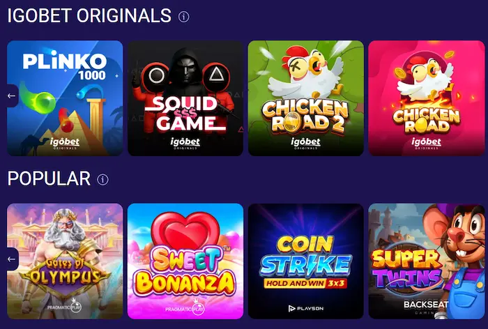 IgoBet Casino games